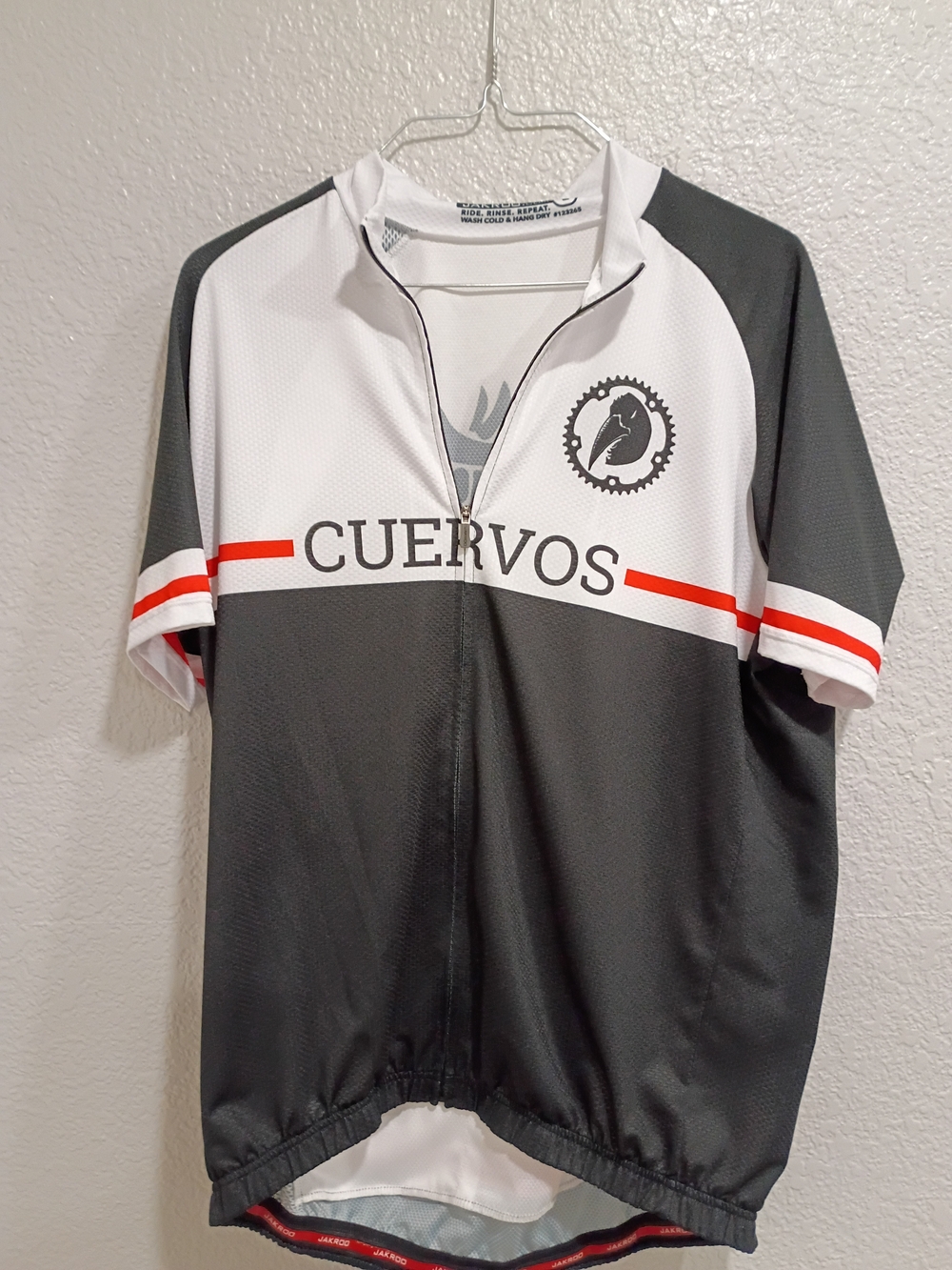 Cuervos Cycling Jersey in White, Black & Red